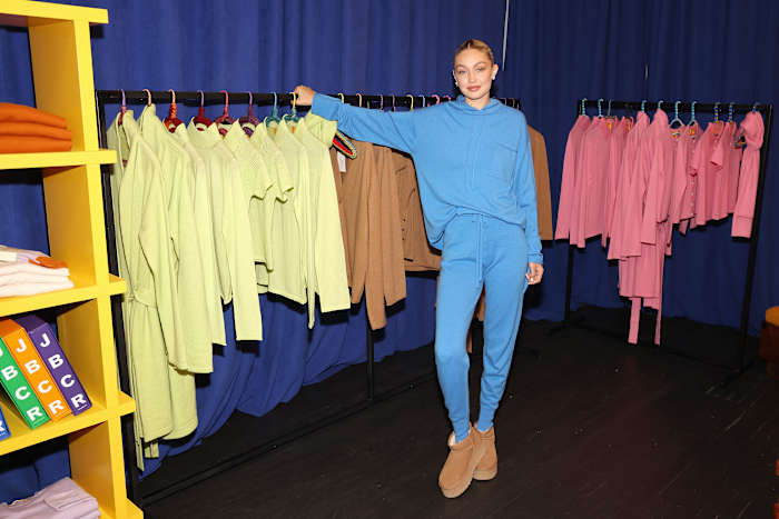 Gigi Hadid attends the opening of her Guest In Residence pop-up store at 12 Mercer Street in SoHo on September 11, 2022 in New York City.